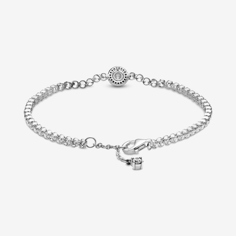 Pandora Sparkling Halo Tennis Non-charm Bracelets Sterling Silver | 6071-SJGUB