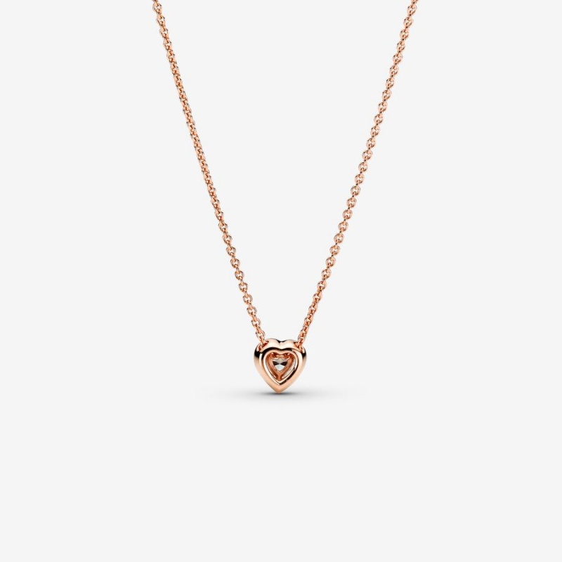 Pandora Sparkling Heart Collier Pendant Necklaces Rose Gold Plated | 3027-DCTMN