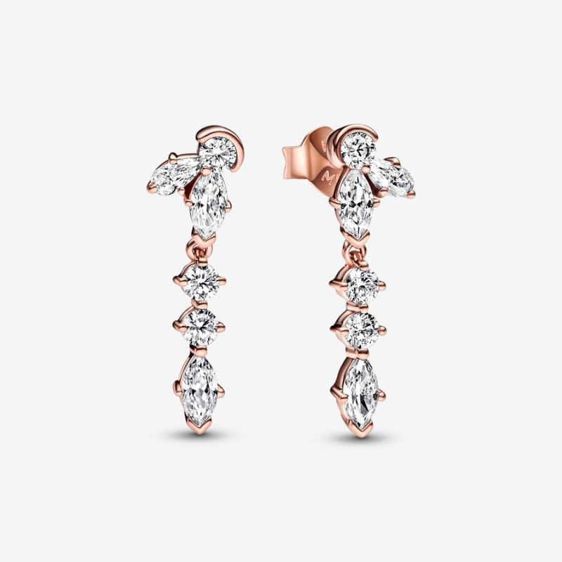 Pandora Sparkling Herbarium Cluster Drop Earrings Rose Gold Plated | 2086-CSDBK