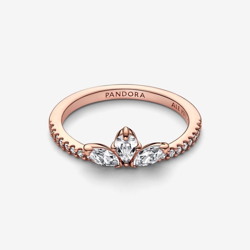 Pandora Sparkling Herbarium Cluster Stackable Rings Rose Gold Plated | 3976-JPFRM