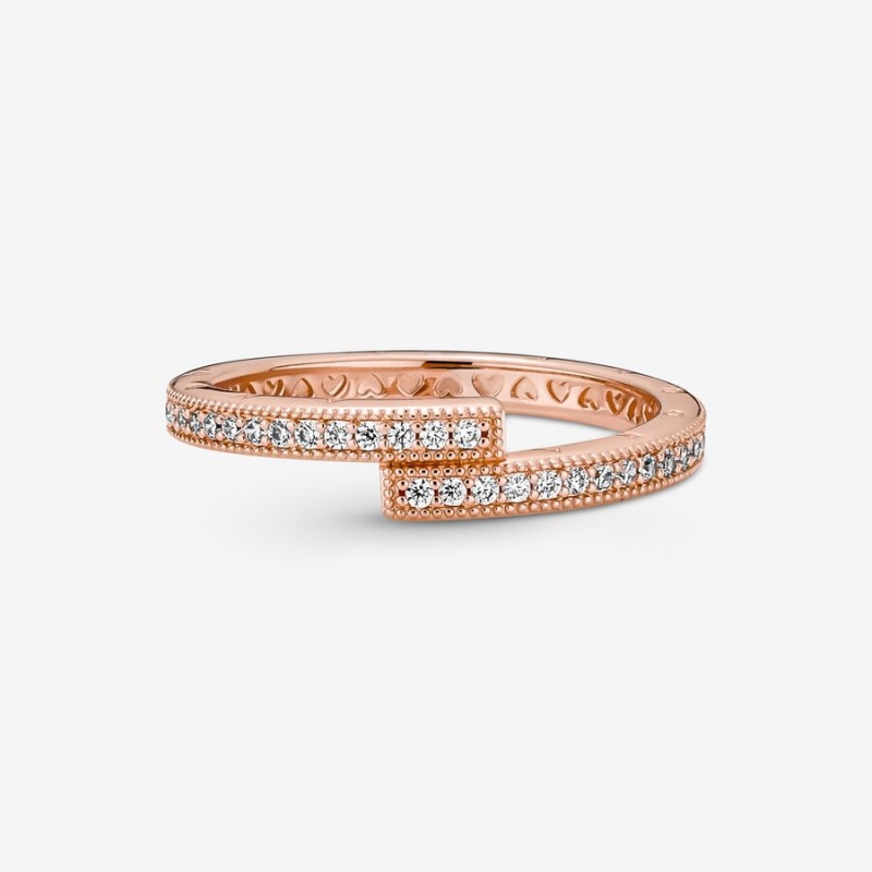 Pandora Sparkling Overlapping Stackable Rings Rose Gold Plated | 4503-VMWJB