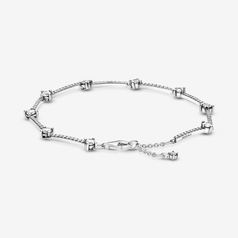 Pandora Sparkling Pavé Bars Non-charm Bracelets Sterling Silver | 1637-FEZAH