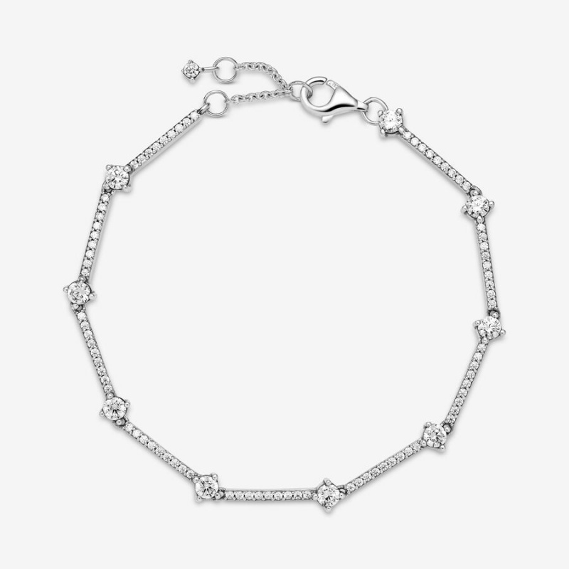 Pandora Sparkling Pavé Bars Non-charm Bracelets Sterling Silver | 1637-FEZAH