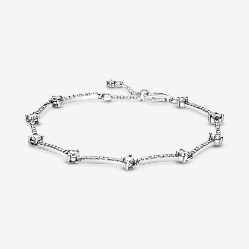 Pandora Sparkling Pavé Bars Non-charm Bracelets Sterling Silver | 1637-FEZAH