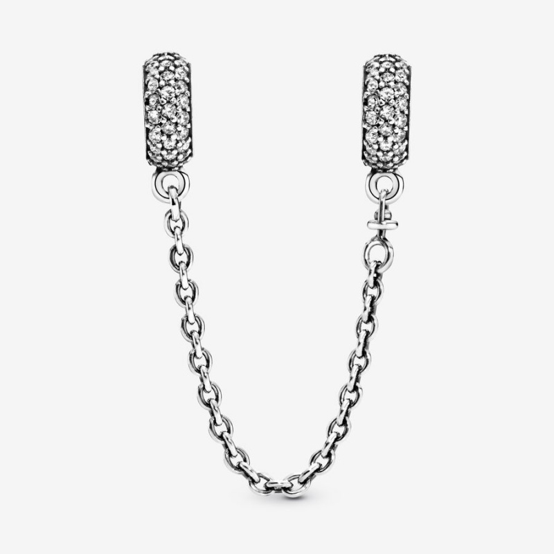 Pandora Sparkling Pavé Safety Safety Chains Sterling Silver | 2456-KCNBF