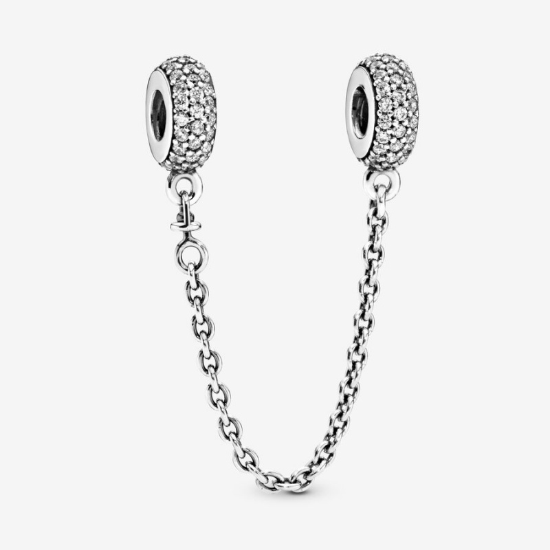 Pandora Sparkling Pavé Safety Safety Chains Sterling Silver | 2456-KCNBF