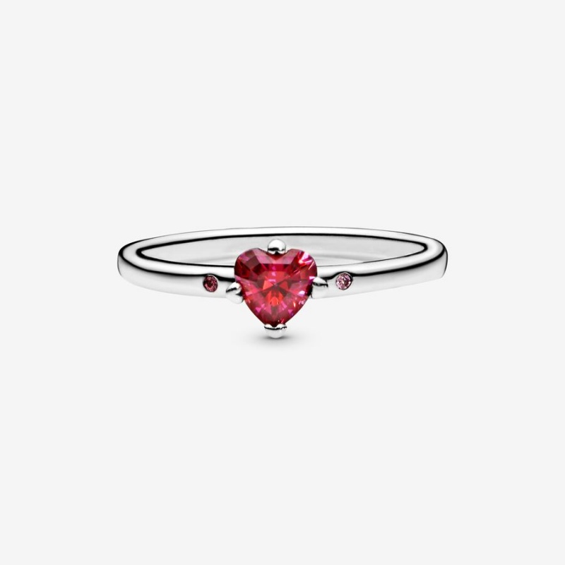 Pandora Sparkling Red Halo & Solitaire Rings Sterling Silver | 4398-IHEOA