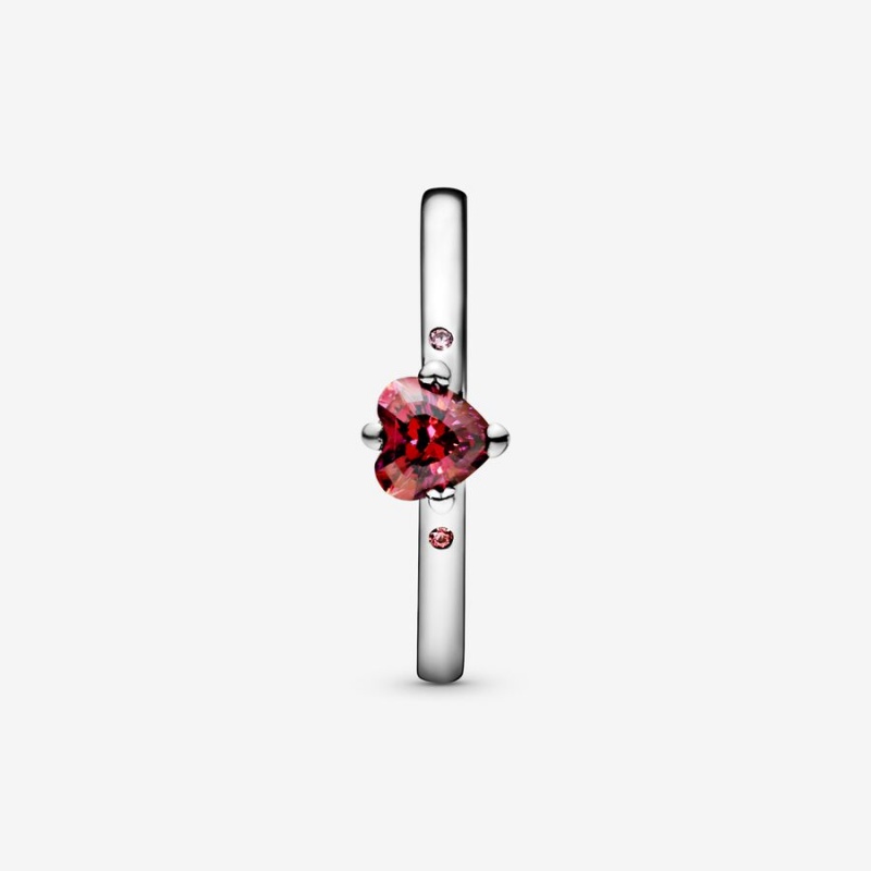 Pandora Sparkling Red Halo & Solitaire Rings Sterling Silver | 4398-IHEOA