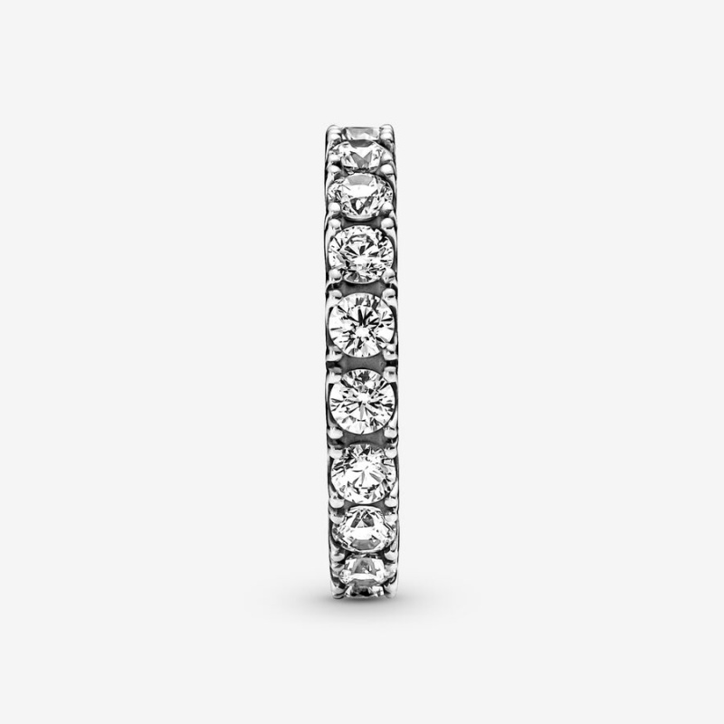 Pandora Sparkling Row Eternity Band Rings Sterling Silver | 0215-NOXFR