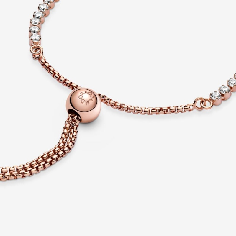 Pandora Sparkling Slider Tennis Sliding Bracelets Rose Gold Plated | 4370-QAJPK