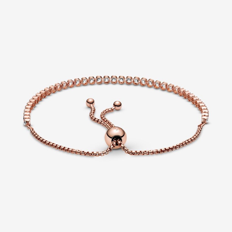 Pandora Sparkling Slider Tennis Sliding Bracelets Rose Gold Plated | 4370-QAJPK