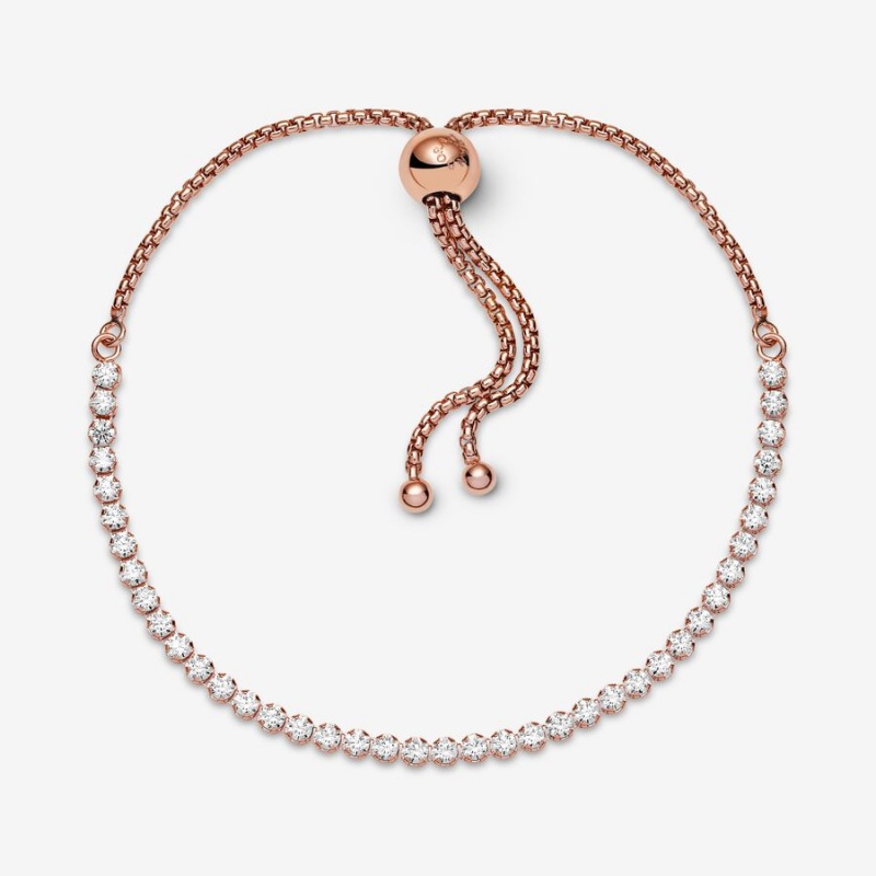 Pandora Sparkling Slider Tennis Sliding Bracelets Rose Gold Plated | 4370-QAJPK