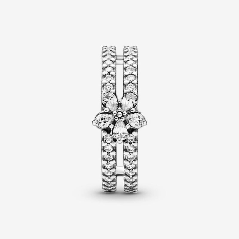 Pandora Sparkling Snowflake Double Statement Rings Sterling Silver | 4269-QHCAY