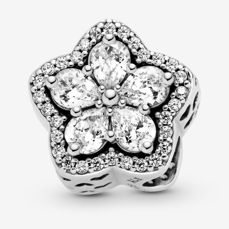 Pandora Sparkling Snowflake Sliding Set Charm Holders Sterling Silver | 8241-HMPQB