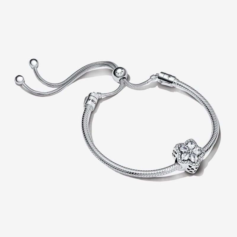 Pandora Sparkling Snowflake Sliding Set Charm Bracelets Sterling Silver | 8750-NEVCL