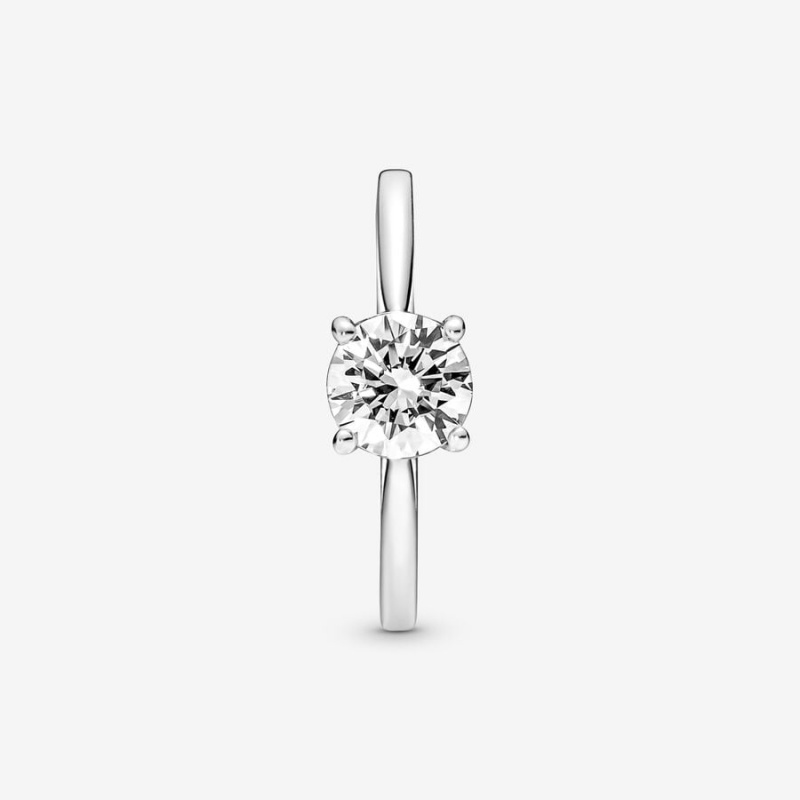 Pandora Sparkling Solitaire Halo & Solitaire Rings Sterling Silver | 5621-LQJUD