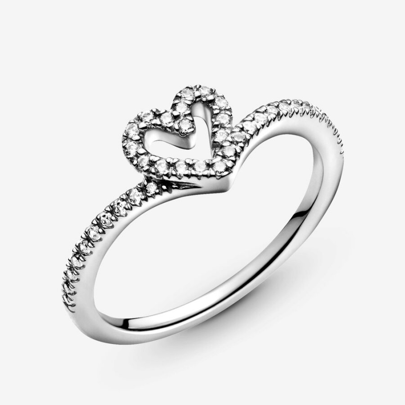 Pandora Sparkling Wishbone Heart & Promise Rings Sterling Silver | 0172-SHNXA