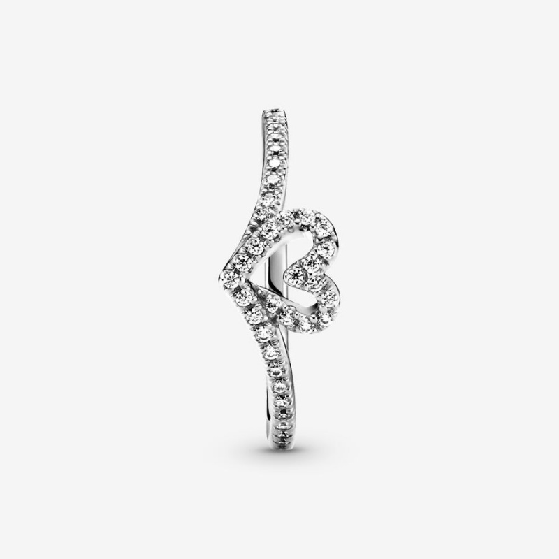 Pandora Sparkling Wishbone Heart & Promise Rings Sterling Silver | 0172-SHNXA