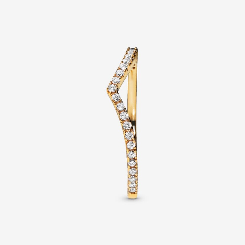 Pandora Sparkling Wishbone Stackable Rings Gold Plated | 3751-FKJDV