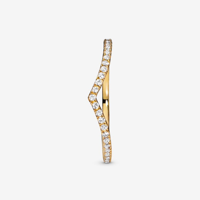 Pandora Sparkling Wishbone Stackable Rings Gold Plated | 3751-FKJDV