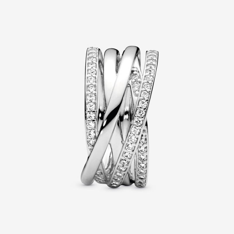 Pandora Sparkling & Polished Lines Band Rings Sterling Silver | 3704-GPHLI