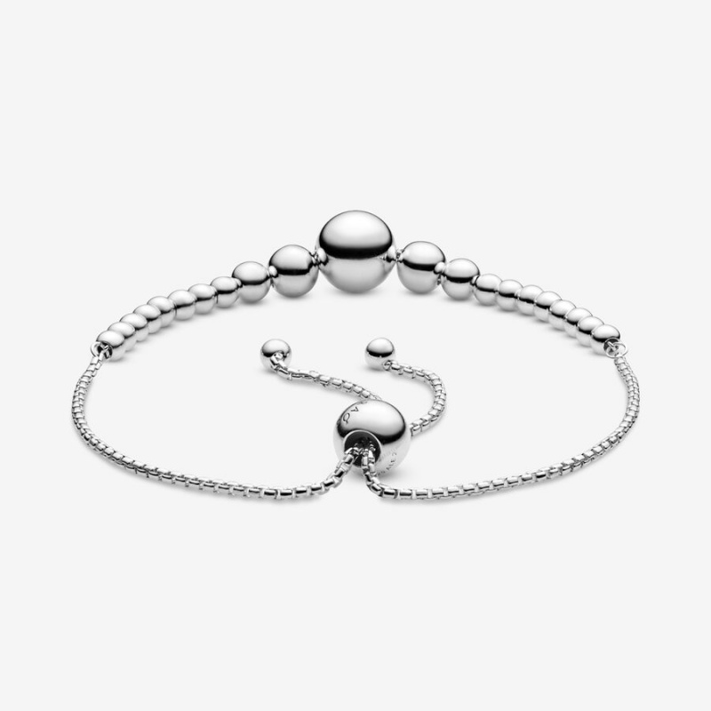 Pandora String of Beads Slider Chain Bracelets Sterling Silver | 1094-VRAZU