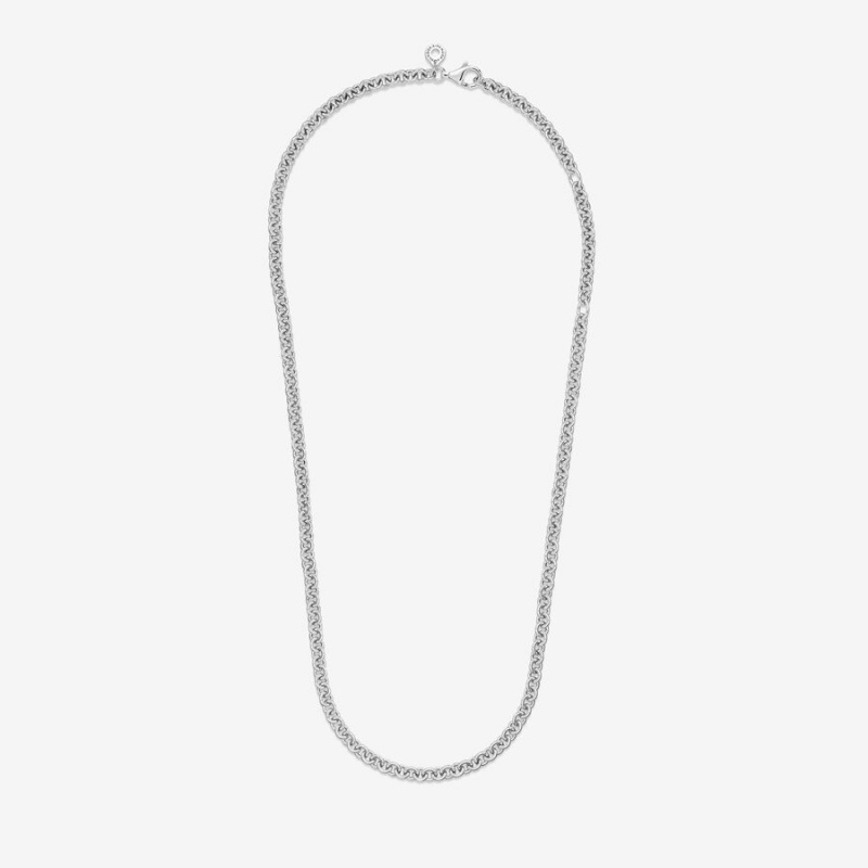 Pandora Thick Cable Chain Necklaces Sterling Silver | 1356-LBEDY