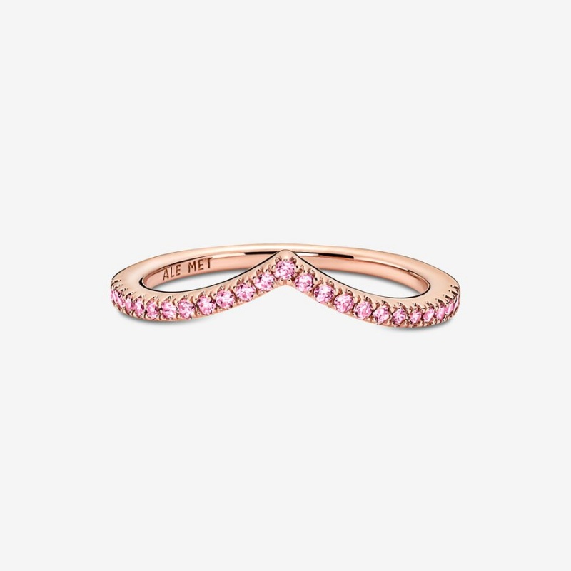 Pandora Timeless Wish Sparkling Pink Stackable Rings Rose Gold Plated | 0657-MJOTH