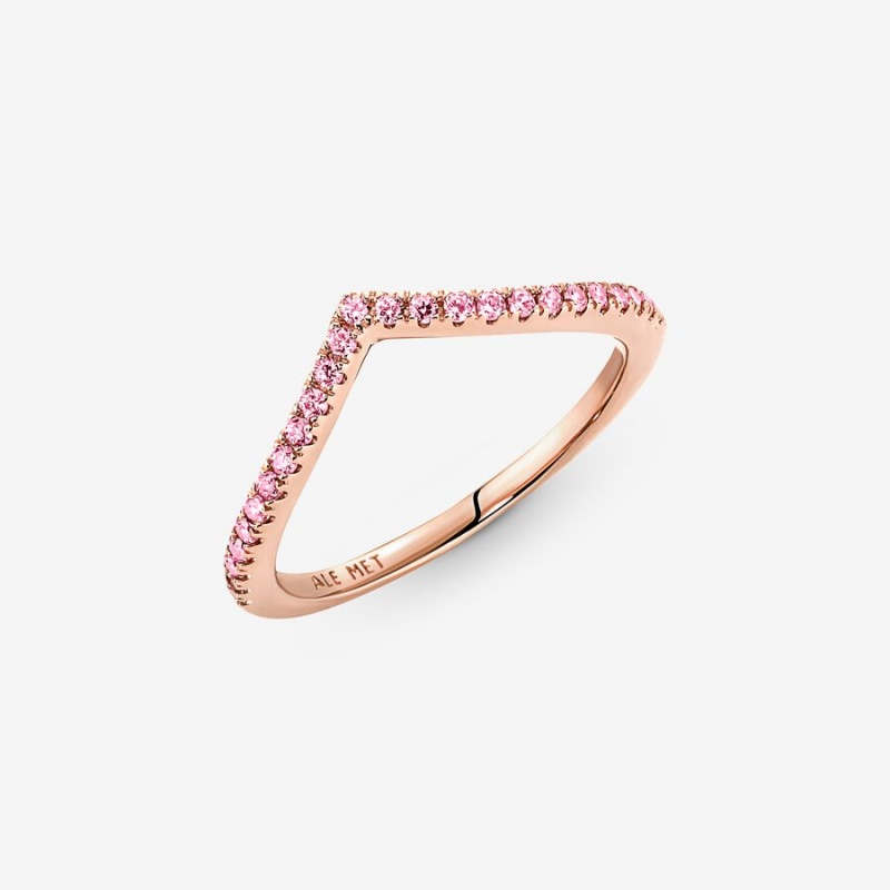 Pandora Timeless Wish Sparkling Pink Stackable Rings Rose Gold Plated | 0657-MJOTH