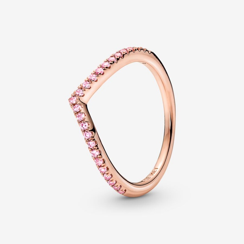 Pandora Timeless Wish Sparkling Pink Stackable Rings Rose Gold Plated | 0657-MJOTH