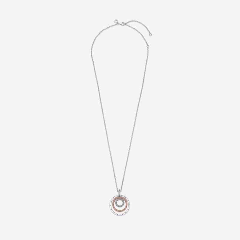 Pandora Two-tone Circles Pendant Necklaces Two-tone | 6351-FKVGM