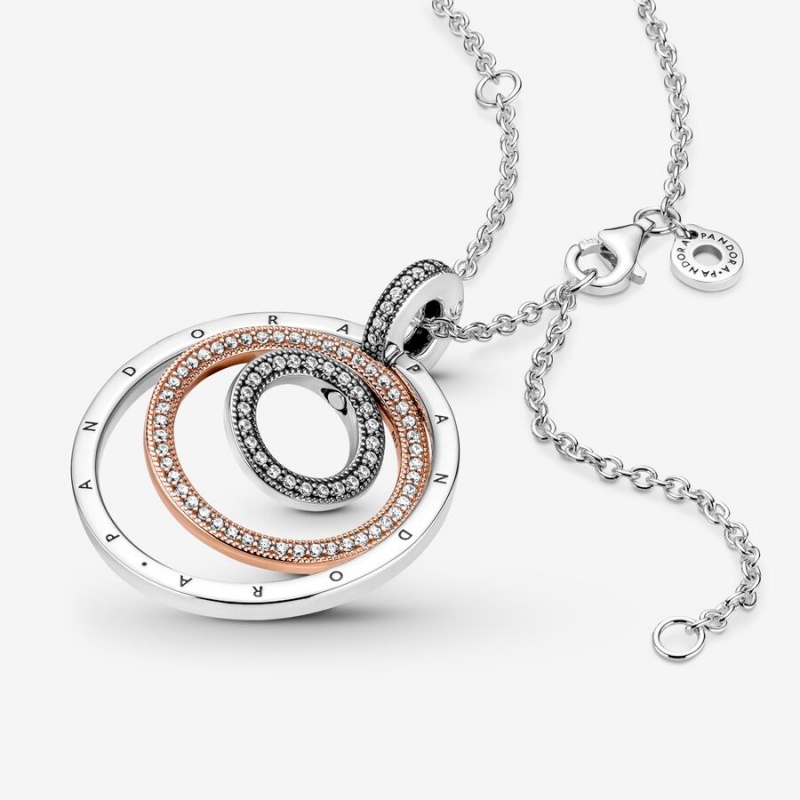 Pandora Two-tone Circles Pendant Necklaces Two-tone | 6351-FKVGM