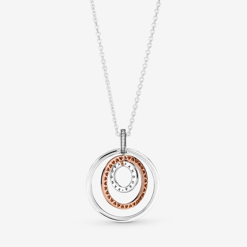 Pandora Two-tone Circles Pendant Necklaces Two-tone | 6351-FKVGM