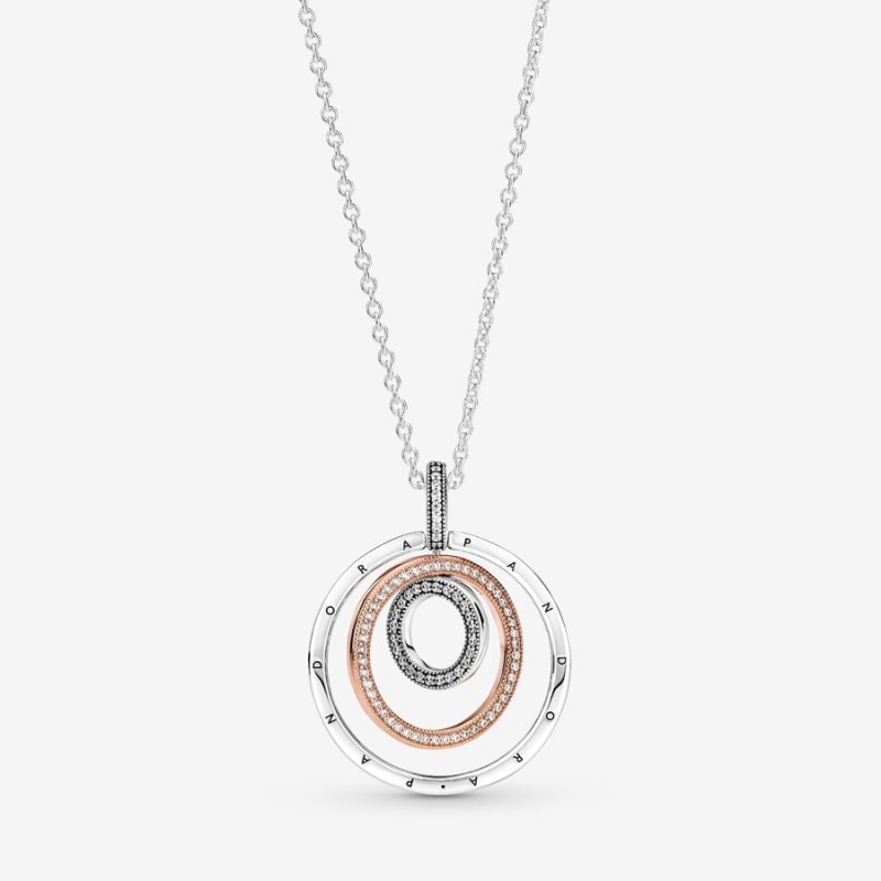 Pandora Two-tone Circles Pendant Necklaces Two-tone | 6351-FKVGM