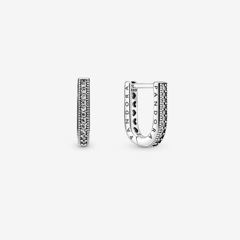 Pandora U-shaped Hoop Earrings Sterling Silver | 0391-LREIU