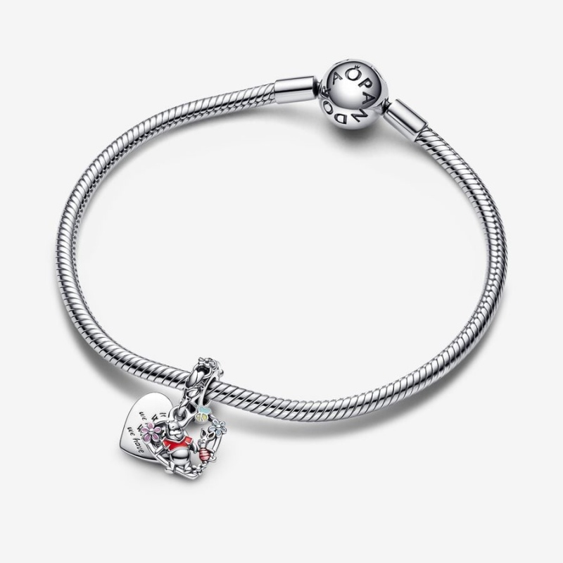 Pandora Winnie the Pooh & Piglet Double Dangle Dangle Charms Sterling Silver | 5821-LGIWH