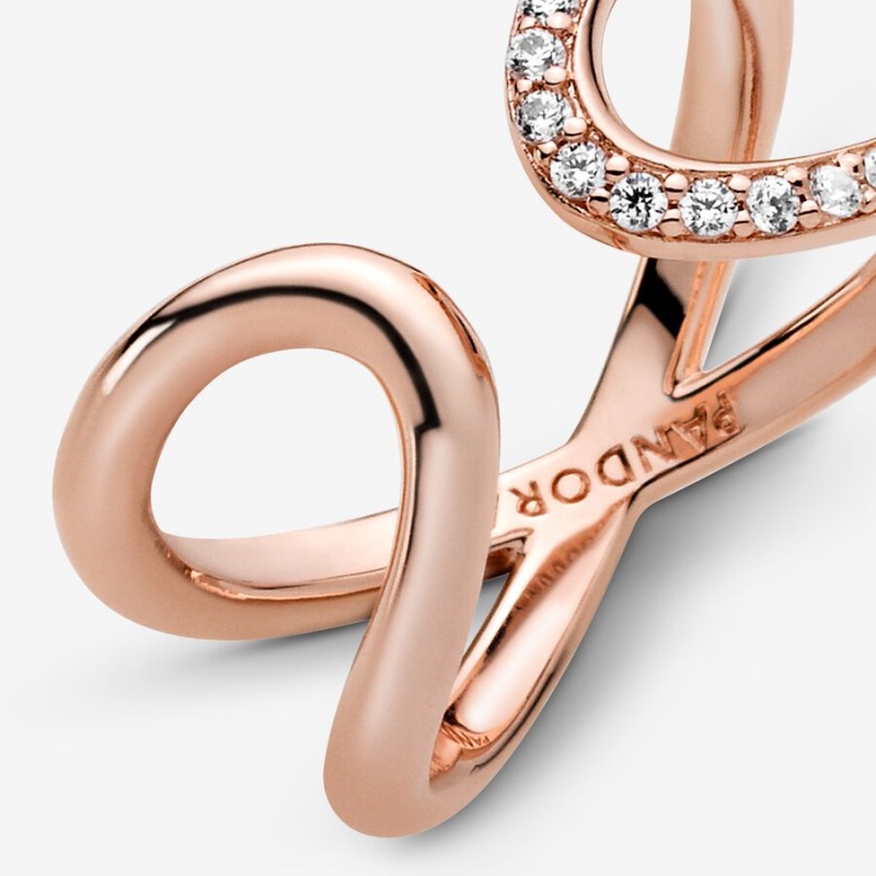 Pandora Wrapped Open Infinity Statement Rings Rose Gold Plated | 8425-QLCJM