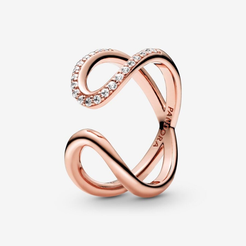 Pandora Wrapped Open Infinity Statement Rings Rose Gold Plated | 8425-QLCJM